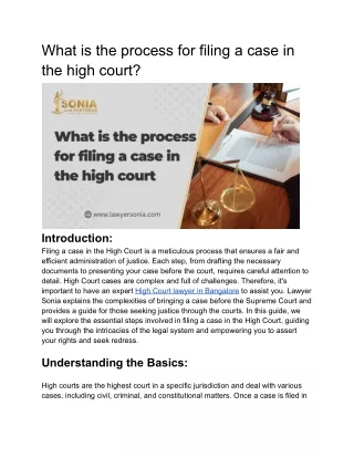 what is the process for filing a case in the high