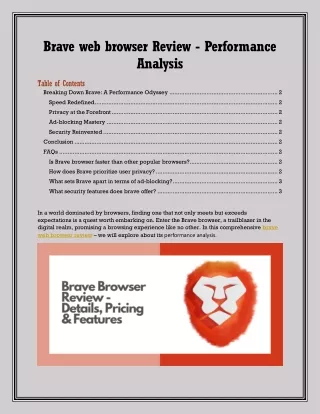 Brave web browser Review - Performance Analysis