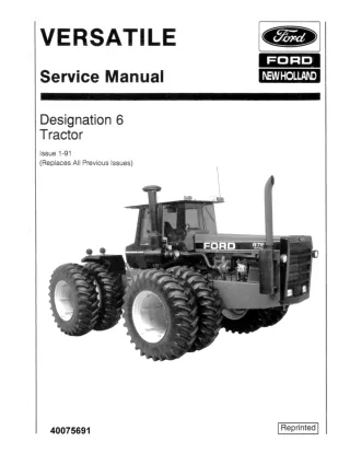 Ford 876 Versatile Designation 6 Tractor Service Repair Manual