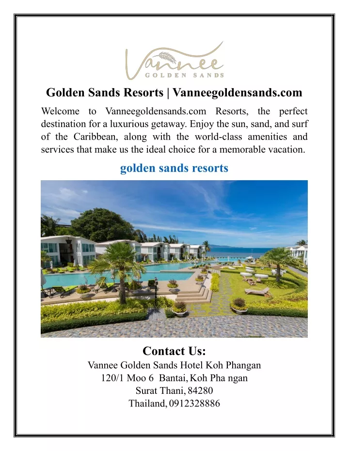 golden sands resorts vanneegoldensands com