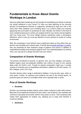 fundamentals to know about granite worktops