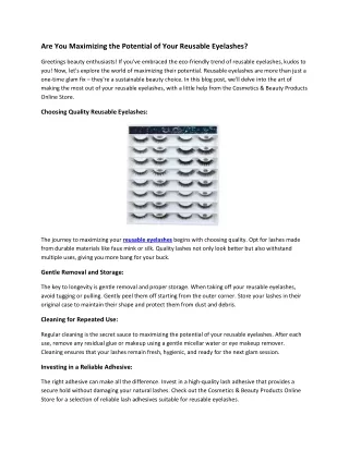 Are You Maximizing the Potential of Your Reusable Eyelashes?