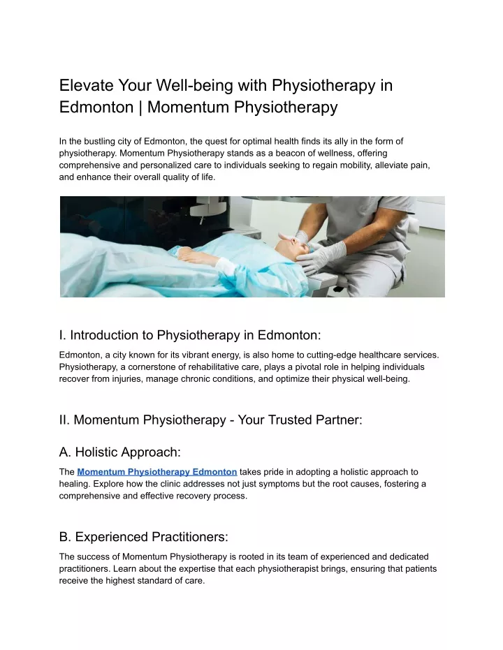 elevate your well being with physiotherapy