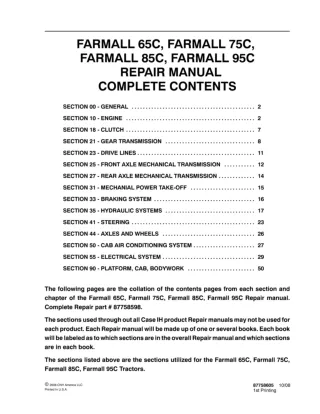 CASE IH FARMALL 75C Tractor Service Repair Manual