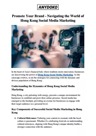 Promote Your Brand - Navigating the World of Hong Kong Social Media Marketing