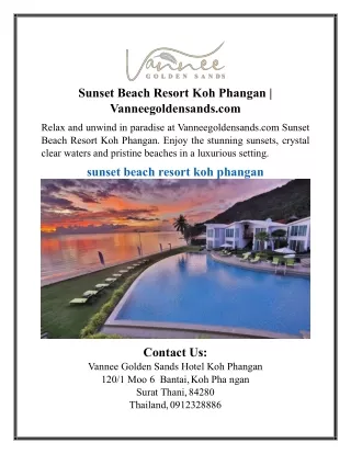 Sunset Beach Resort Koh Phangan | Vanneegoldensands.com