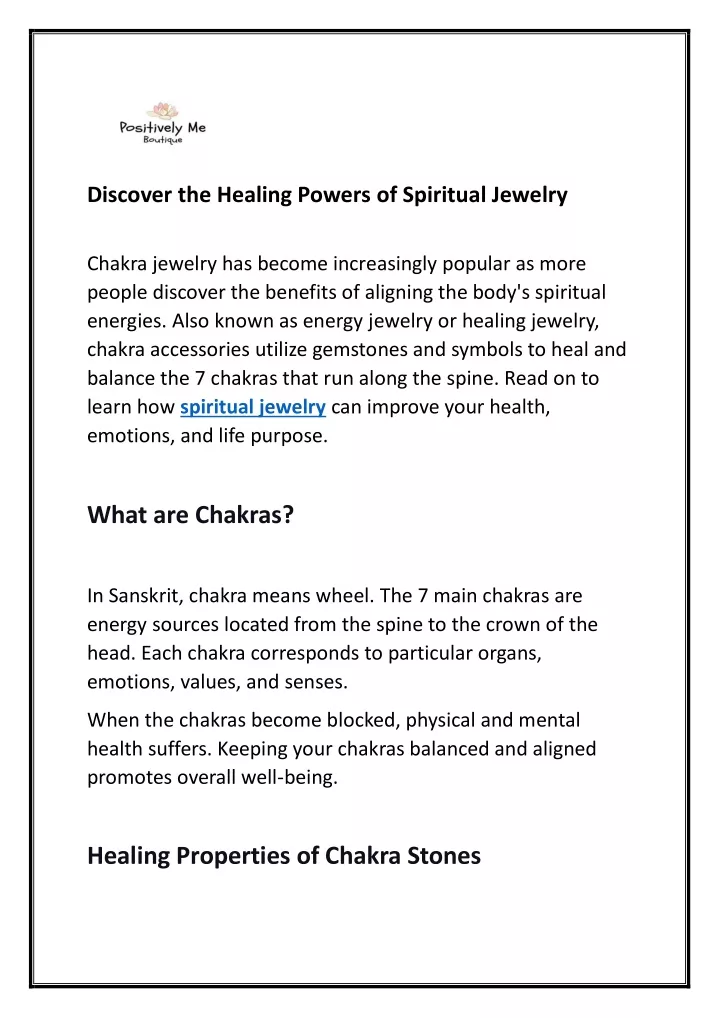 discover the healing powers of spiritual jewelry
