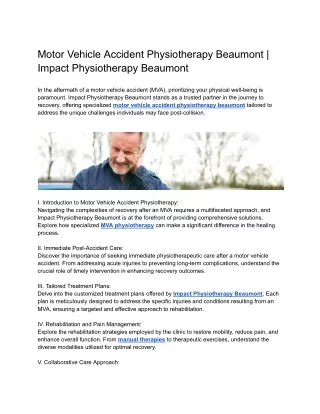 Motor Vehicle Accident Physiotherapy Beaumont _ Impact Physiotherapy Beaumont