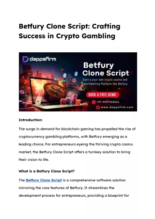 Start Your Own Crypto Casino gambling with Betfury Clone script