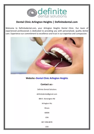 Dental Clinic Arlington Heights  Definitedental.com
