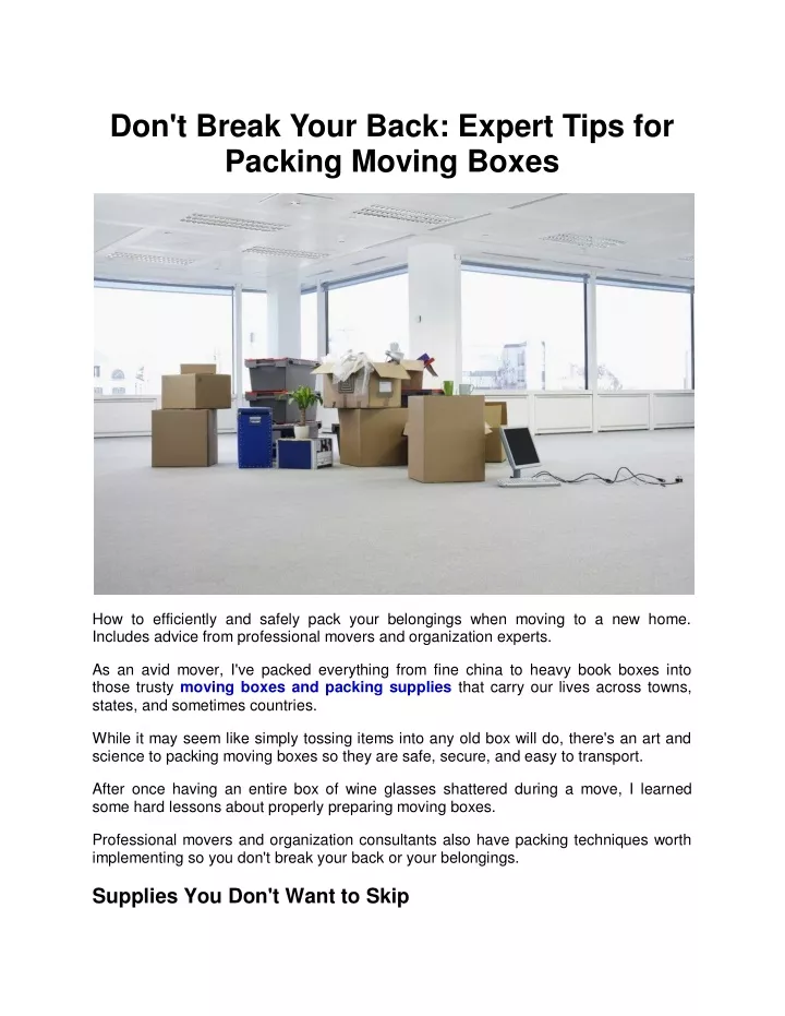 don t break your back expert tips for packing
