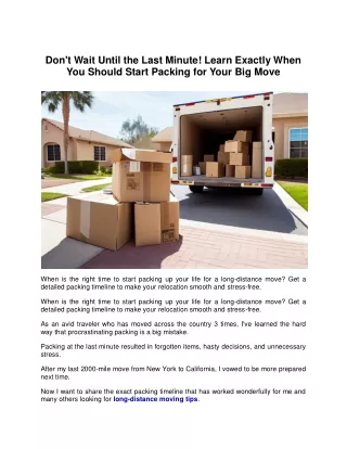 Don't Wait Until the Last Minute! Learn Exactly When You Should Start Packing for Your Big Move