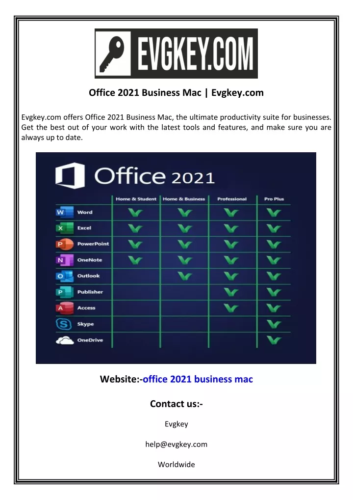 office 2021 business mac evgkey com