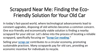 scrapyard near me finding the eco friendly solution for your old car