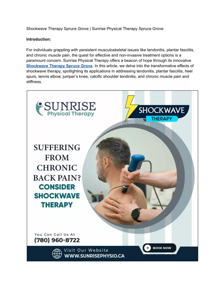 shockwave therapy spruce grove sunrise physical