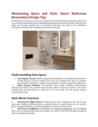 Maximizing Space and Style Smart Bathroom Renovation Design Tips
