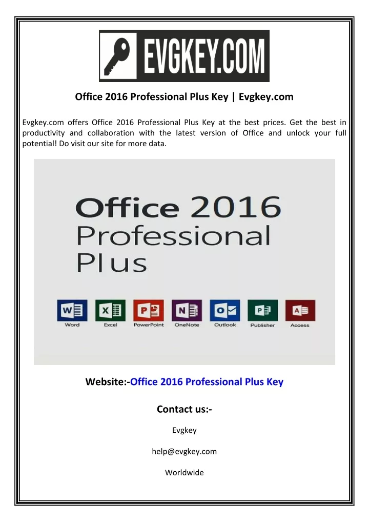 office 2016 professional plus key evgkey com