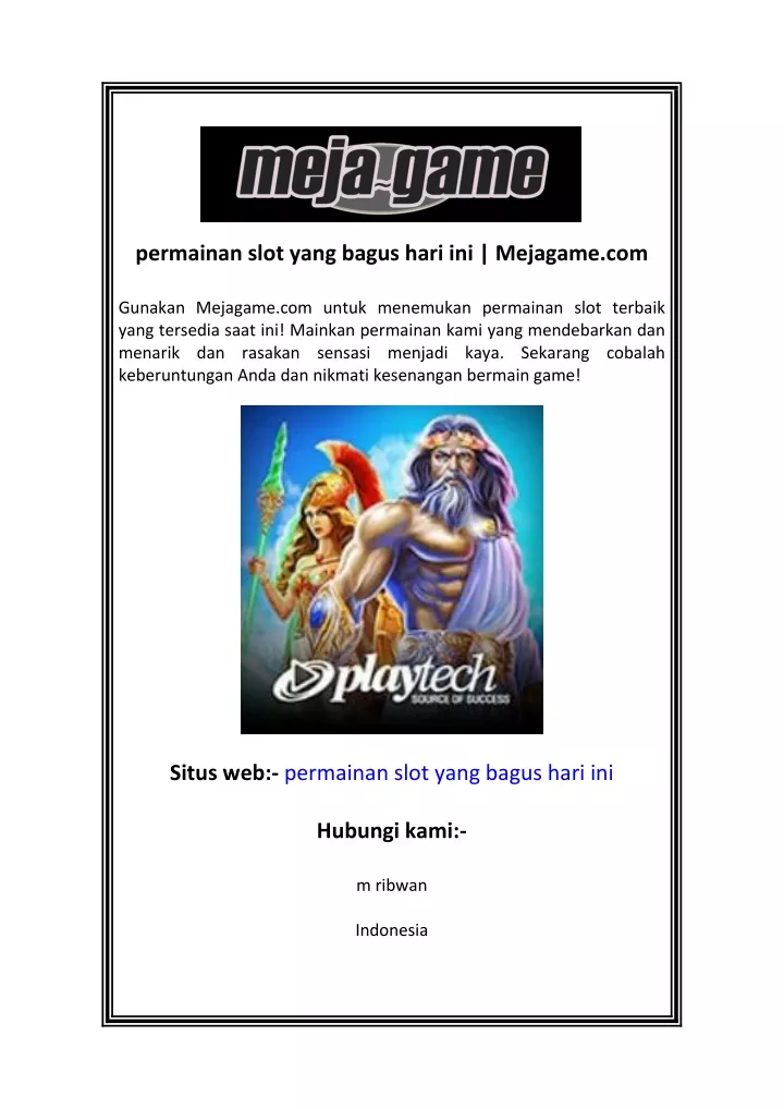 permainan slot yang bagus hari ini mejagame com