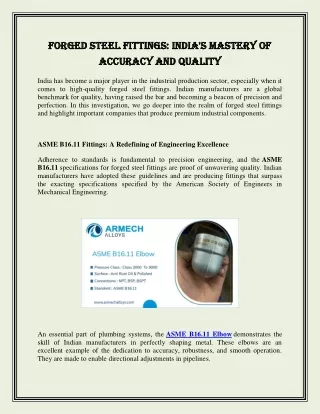 Forged Steel Fittings India's Mastery of Accuracy and Quality