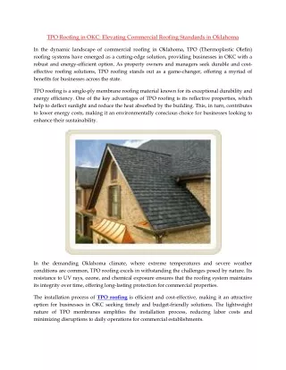 TPO Roofing in OKC Elevating Commercial Roofing Standards in Oklahoma