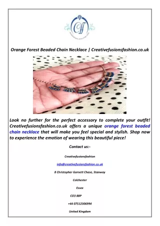 Orange Forest Beaded Chain Necklace  Creativefusionsfashion.co.uk