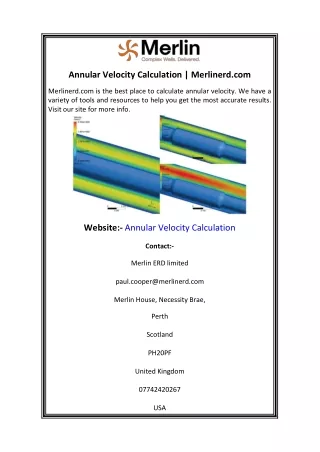 Annular Velocity Calculation Merlinerd.com