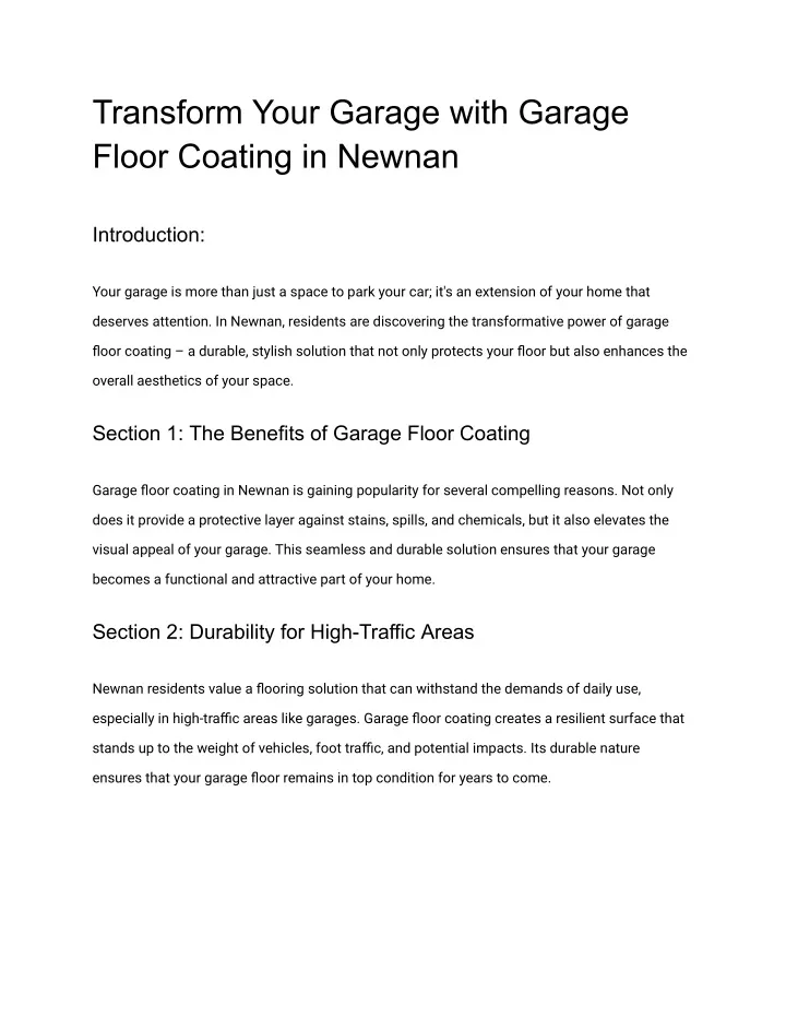 transform your garage with garage floor coating