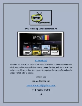 IPTV romania| Canale-romanesti.ro
