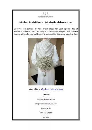 Modest Bridal Dress Modestbridalwear.com