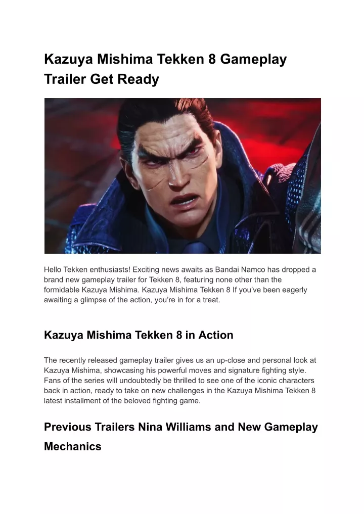 kazuya mishima tekken 8 gameplay trailer get ready