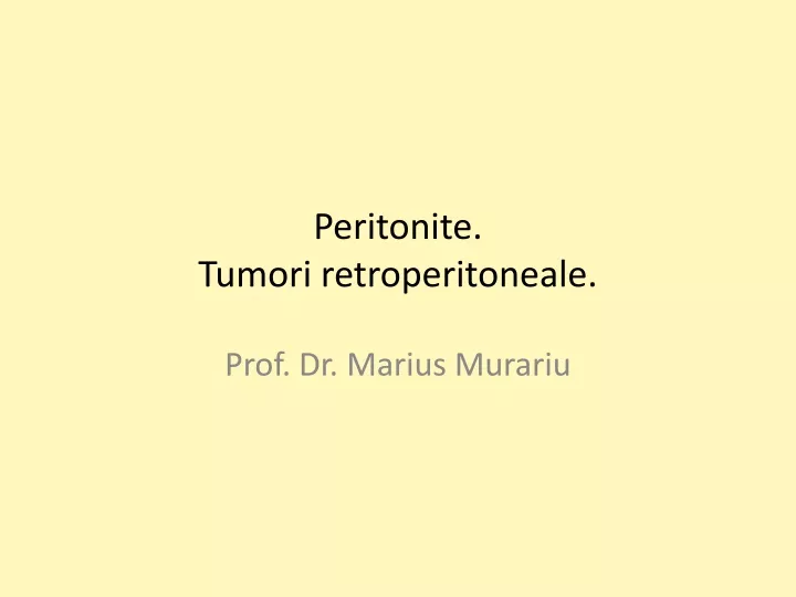 peritonite tumori retroperitoneale