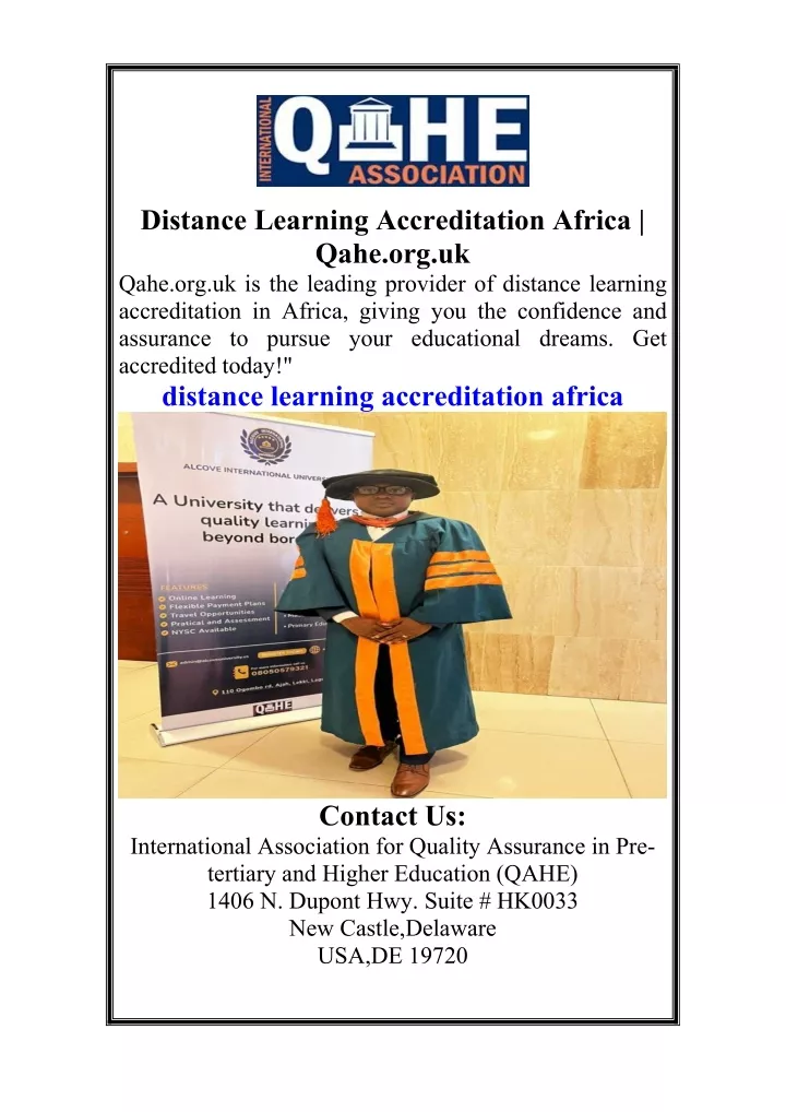 distance learning accreditation africa qahe