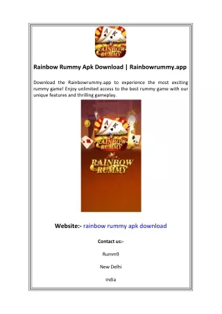 Rainbow Rummy Apk Download Rainbowrummy.app