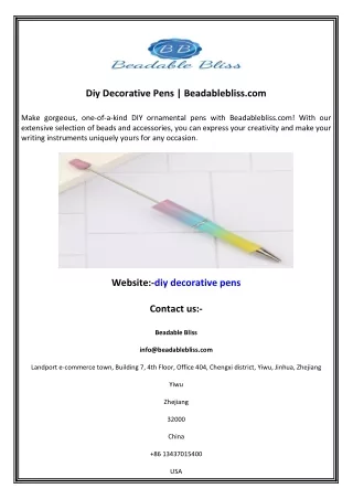 Diy Decorative Pens  Beadablebliss.com