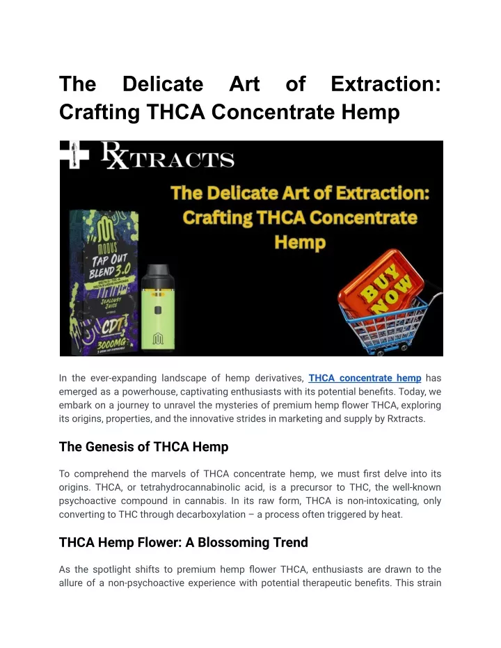 the crafting thca concentrate hemp
