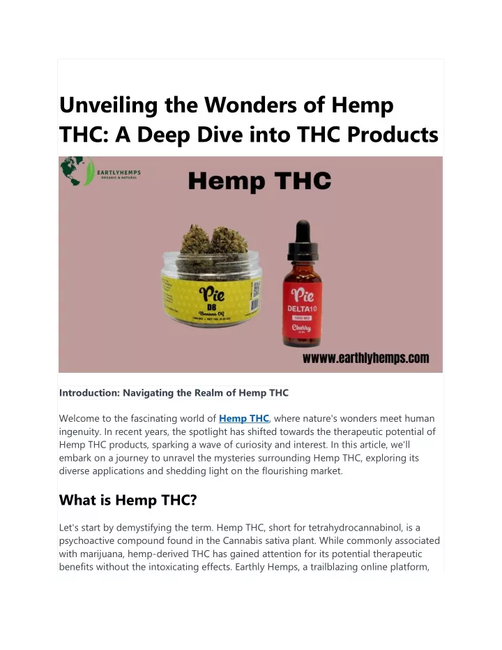 unveiling the wonders of hemp thc a deep dive