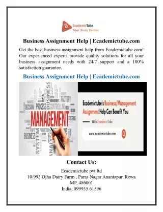 business assignment help ecademictube com