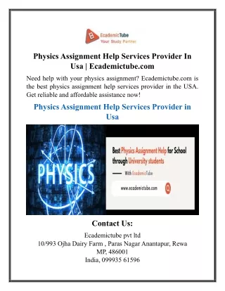 physics assignment help services provider