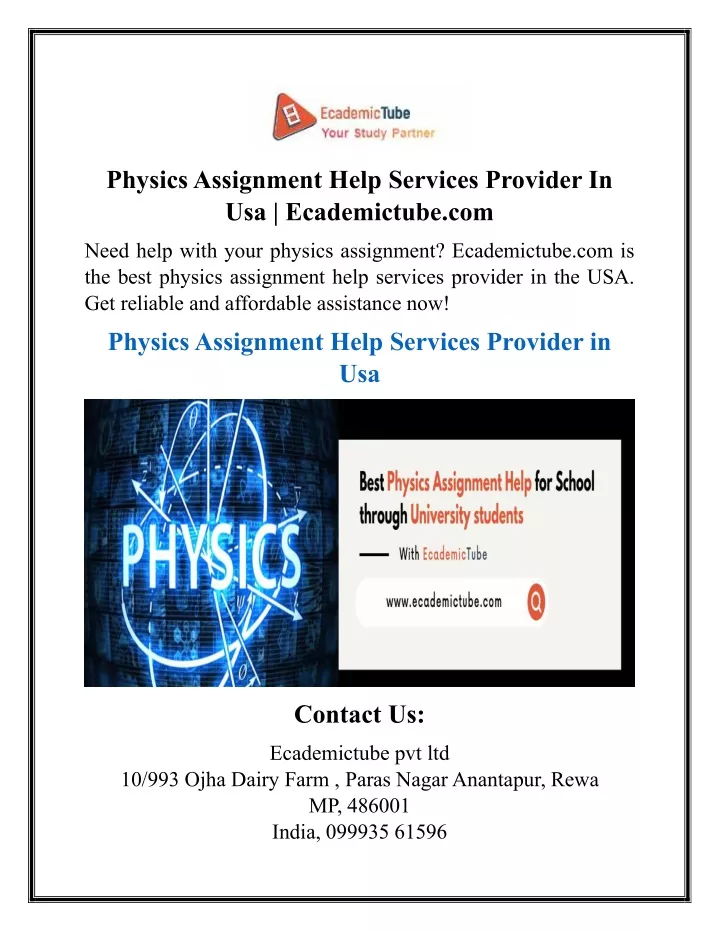 physics assignment help services provider