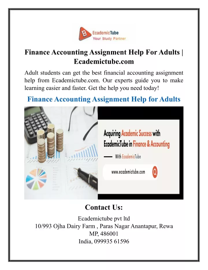 finance accounting assignment help for adults