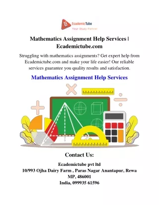 mathematics assignment help services ecademictube