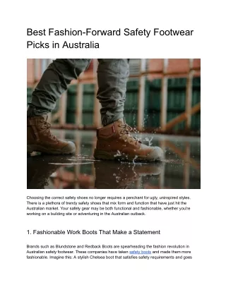 Best Fashion-Forward Safety Footwear Picks in Australia