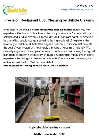 Precision Restaurant Duct Cleaning by Bubble Cleaning