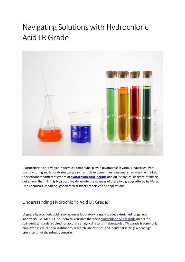 navigating solutions with hydrochloric acid lr grade