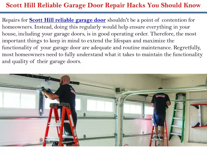 scott hill reliable garage door repair hacks