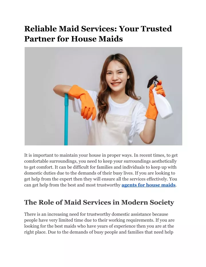 reliable maid services your trusted partner