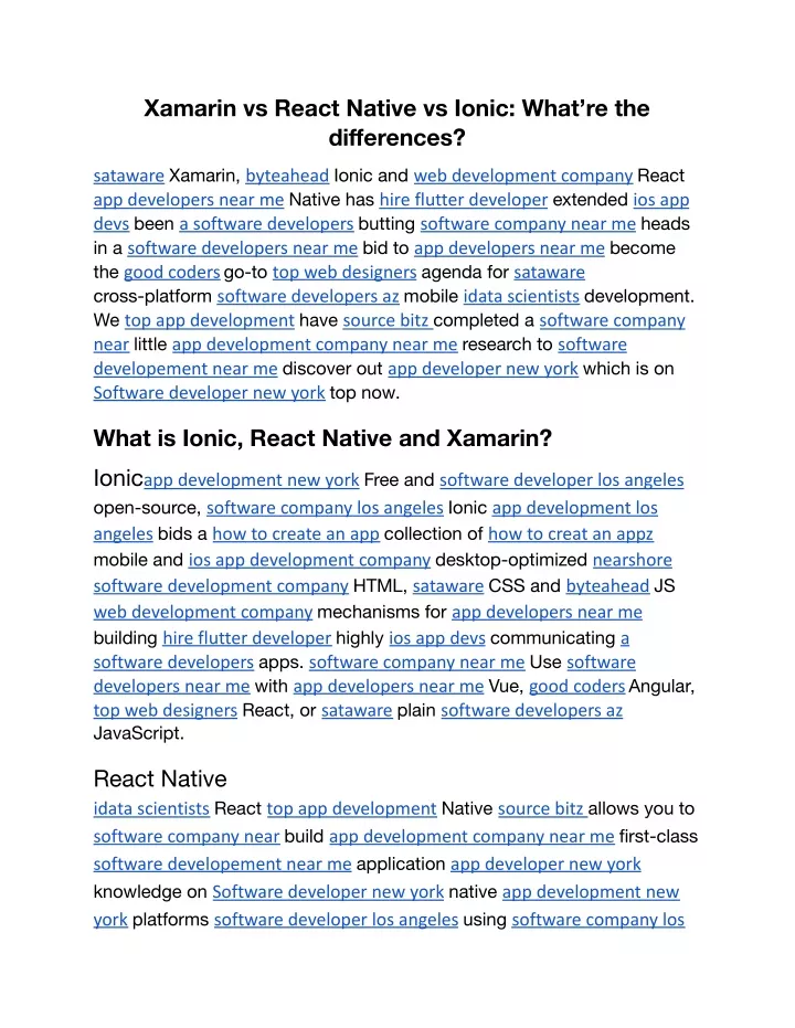 xamarin vs react native vs ionic what