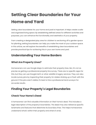 Setting Clear Boundaries for Your Home and Yard