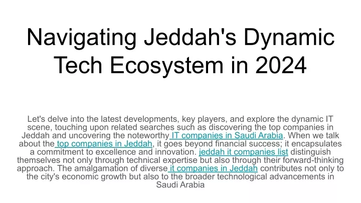 navigating jeddah s dynamic tech ecosystem in 2024