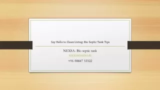 Say Hello to Clean Living-Nexsa Bio septic tank